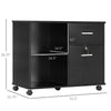 Vinsetto Lateral File Cabinet with Wheels, Mobile Printer Stand with Open Shelves and Drawers for A4 Size Documents, Walunt