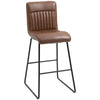 HOMCOM 30" Industrial Bar Stool, PU Leather Barstool with Footrest, Upholstered Armless Pub Height Chair, Brown/Black