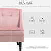 HOMCOM Tufted Single Sofa Chair with Rubber Wood Legs, Thick Padding Mid-Back, and Wings for Living Room - Pink
