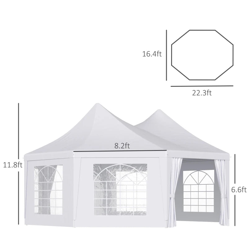 Outsunny 32' x 16' Large Outdoor Carport Canopy Heavy Duty Party/Wedding Tent with Removable Sidewalls - White