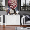 HOMCOM Storage Cabinet Kitchen Sideboard with Louvered Doors, Freestanding Floor Cabinet for Living Room, Hallway, White