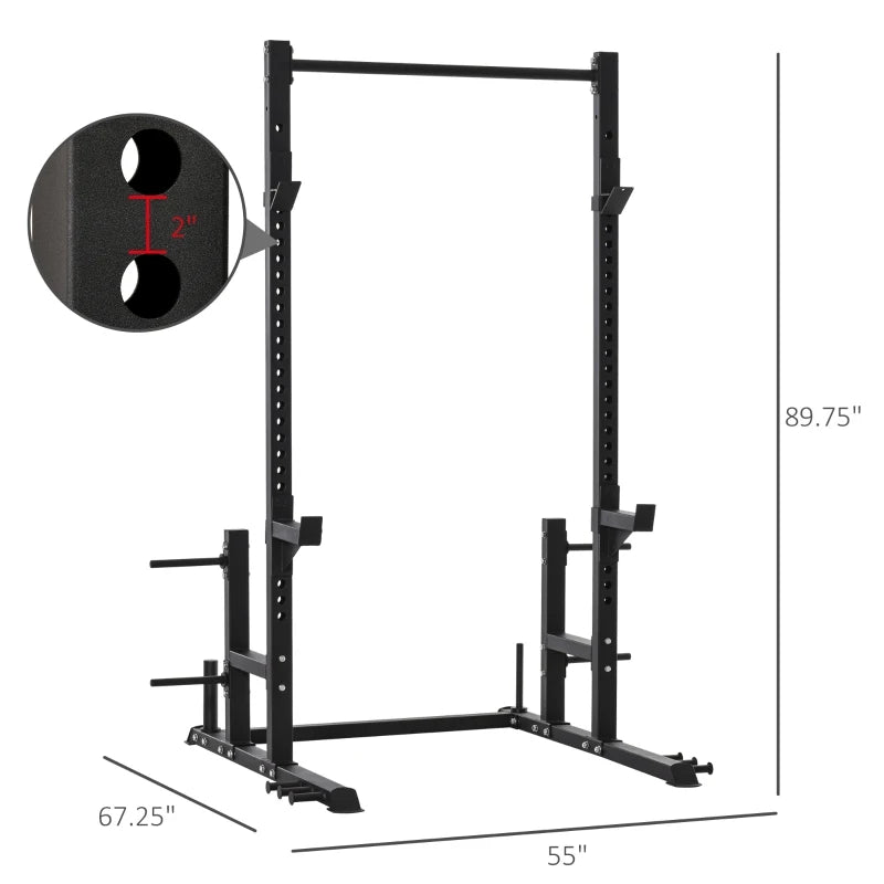 Soozier Power Rack with Pull up Bar and Adjustable Barbell Rack, Heavy-Duty Power Tower Strength Training Equipment for Home Gym