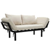HOMCOM Single Person Chaise Lounger, Modern Sofa Bed with 5 Adjustable Positions, 2 Large Pillows, and Black Legs, Beige
