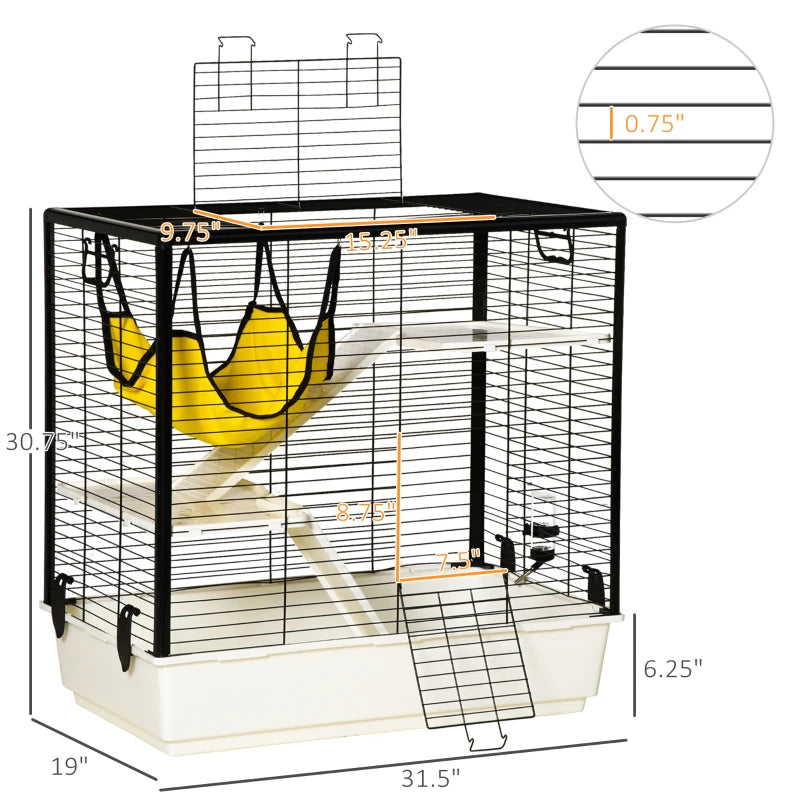 PawHut Extra Large 31" Hamster Cage with Tubes and Tunnels, Portable Carry Handles, Hamster Cages and Habitats Big 5-Tier Design, Includes Exercise Wheel, Water Bottle, Food Dish, Blue
