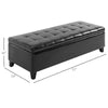 HOMCOM Large 51" Tufted Faux Leather Ottoman Storage Bench for Living Room, Entryway, or Bedroom - Black