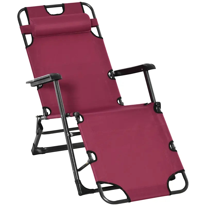 Outsunny Oxford Fabric Metal Frame Outdoor Pool Sun Lounger Lounge Chair 120°/180° - Brown