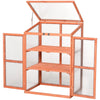 Outsunny 36" x 20" x 41" Greenhouse Raised Potted Plant Protection Box Outdoor with Openable Top, Wooden Cold Frame Orange