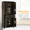 HOMCOM 72" Wood Kitchen Pantry Cabinet, Storage Organizer with Drawer and 2 Adjustable Shelves, Soft Close, Mahogany