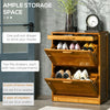 HOMCOM Trendy Shoe Storage Cabinet with 3 Large Fold-Out Drawers & a Spacious Top Surface for Small Items, Espresso