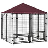PawHut Dog Kennel Outdoor Dog Playpen with Water-resistant Cover, Steel Exercise Pen for Dogs with Chain Link Fence, Lockable Door, 4.6' x 4.6' x 5'