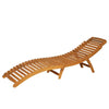 Outsunny Acacia Wood Folding Outdoor Chaise Lounge Chair with Cushion