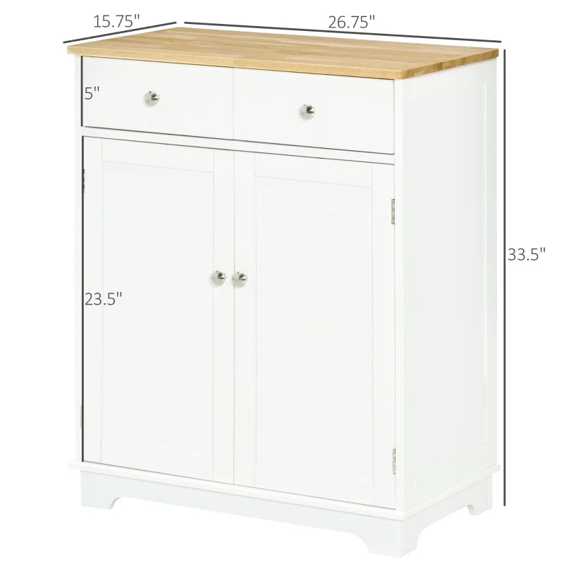 HOMCOM White Wood 23.5 in. Pantry Cabinet with Drawer and