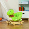 Qaba Kids Interactive 2-in-1 Plush Ride-On Dinosaur Rolling Rocking Chair with Built-In Nursery Song & Fun Design