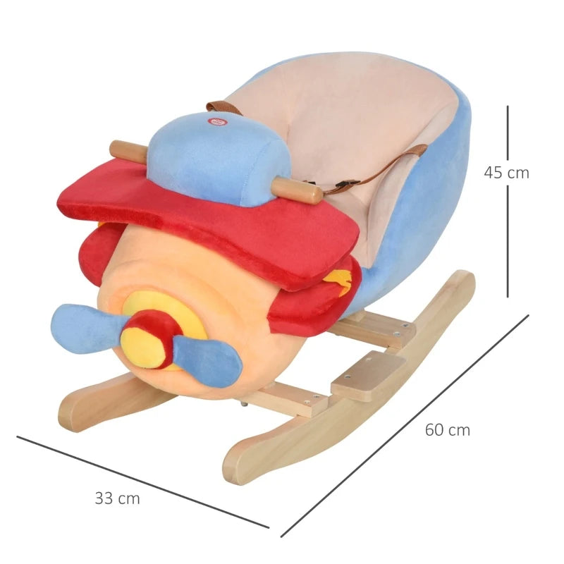 Qaba Kids Ride-On Rocking Horse Toy Parrot Style Rocker with Fun Music & Soft Plush Fabric for Children 18-36 Months