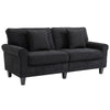 HOMCOM Soft Polyester Covered Living Room Couch for 3 with Pine Legs and Rolled Arms