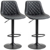 HOMCOM Adjustable Bar Stools Set of 2, Counter Height Barstools with Swivel Seat Round Steel Base and Footrest for Kitchen Counter Dining Room Pub, ‎Grey