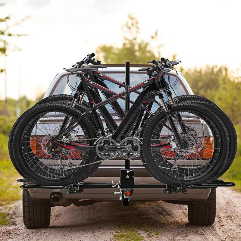 HOMCOM Heavy-Duty Folding Car Bike Rack for 2 Bikes, Bicycle