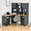 HOMCOM L-Shaped Computer Desk with Storage Shelves, Home Office Desk with Drawers and Cabinets, Coffee Brown