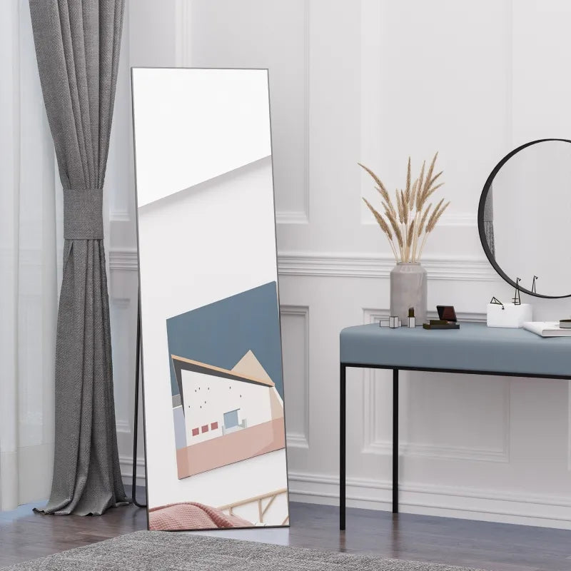HOMCOM Full Length Mirror Floor Standing or Wall-Mounted, Rectangle Dressing Mirror, White