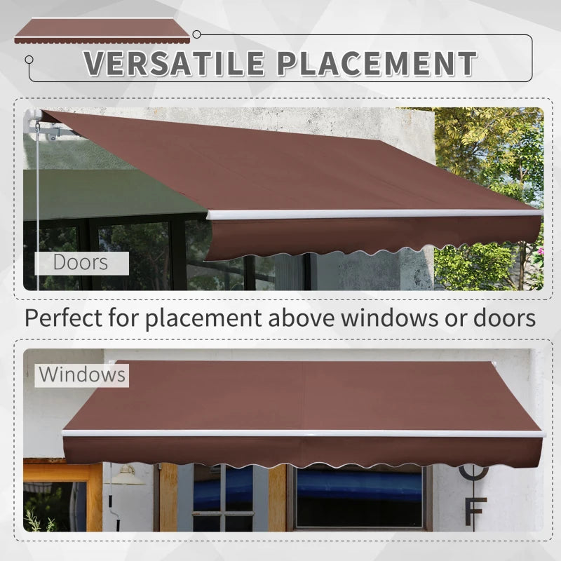Outsunny 12' x 8' Outdoor Patio Manual Retractable Exterior Window Awning - Red