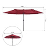 Outsunny Patio Umbrella 15' Steel Rectangular Outdoor Double Sided Market with base, UV Sun Protection & Easy Crank for Deck Pool Patio, Coffee