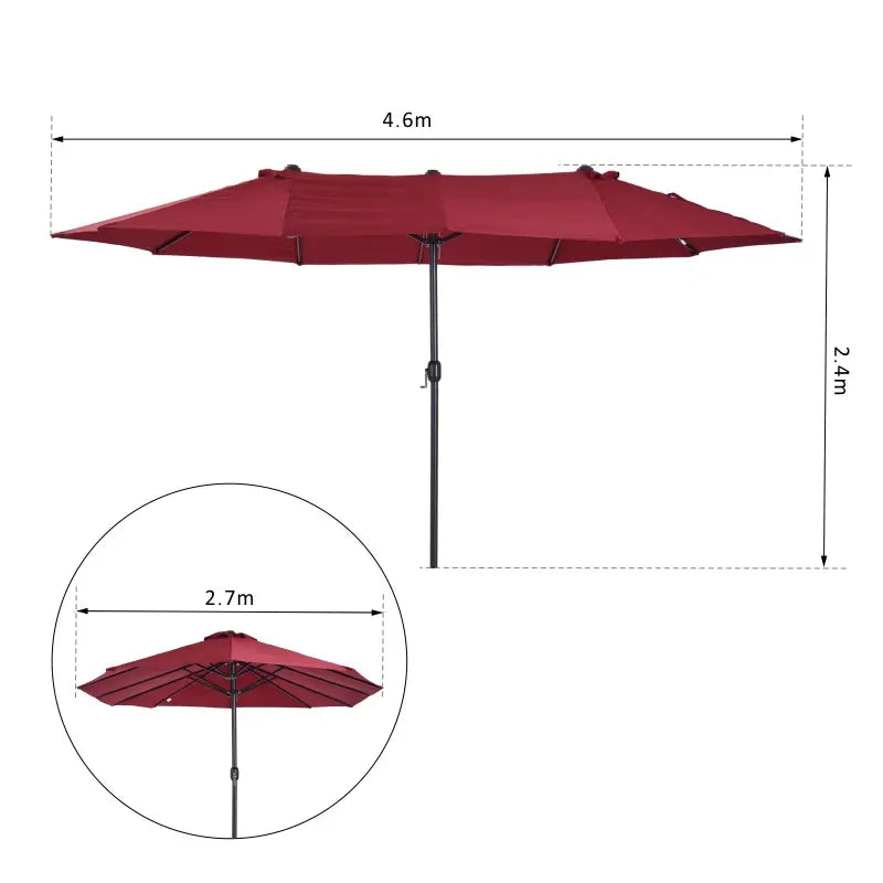 Outsunny Patio Umbrella 15ft Double-Sided Outdoor Market Extra Large Umbrella with Crank Handle for Deck, Lawn, Backyard and Pool, Blue