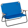 Outsunny Folding Double Camping Chair, Loveseat for 2 Adults, Portable Camping Couch with Wood Armrest & Cupholders, for Beach Sports Travel, Blue