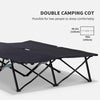 Outsunny 2 Person Folding Camping Cot for Adults, 50" Extra Wide Outdoor Portable Sleeping Cot with Carry Bag, Elevated Camping Bed, Beach Hiking, Grey
