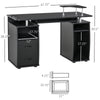 HOMCOM Multi-Function Computer Desk Home Office Workstation with Sliding Keyboard Tray, Elevated Shelf, Drawers and CPU Stand, Black