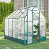 Outsunny 16' x 8' Aluminum Greenhouse Polycarbonate Walk-in Garden Greenhouse Kit with Adjustable Roof Vent, Rain Gutter and Sliding Door for Winter, Clear