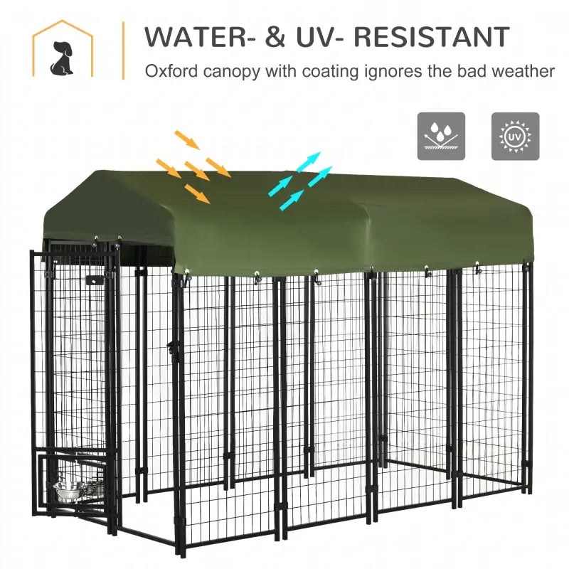 PawHut 48" x 48" Outdoor Galvanized Metal Dog Kennel Playpen with UV and Water Resistant Tarp Cover