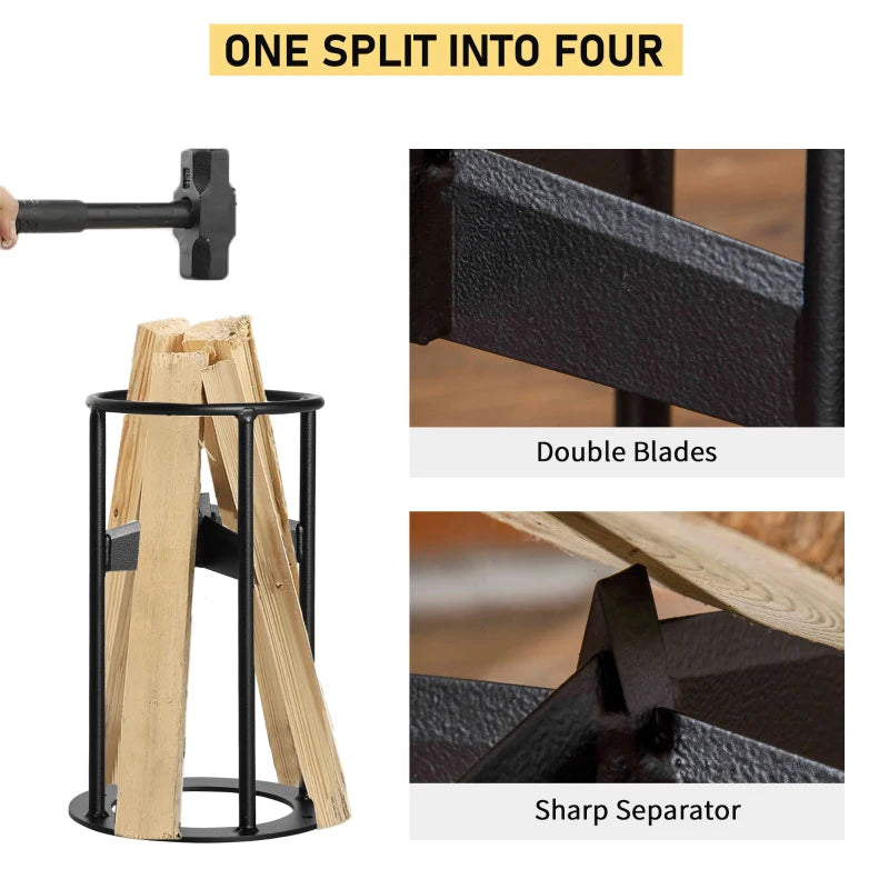 Outsunny Wood Splitter, Steel Manual Firewood Cracker, Log Splitter Wedge Cutter for Home, Camp, Outdoors, Black