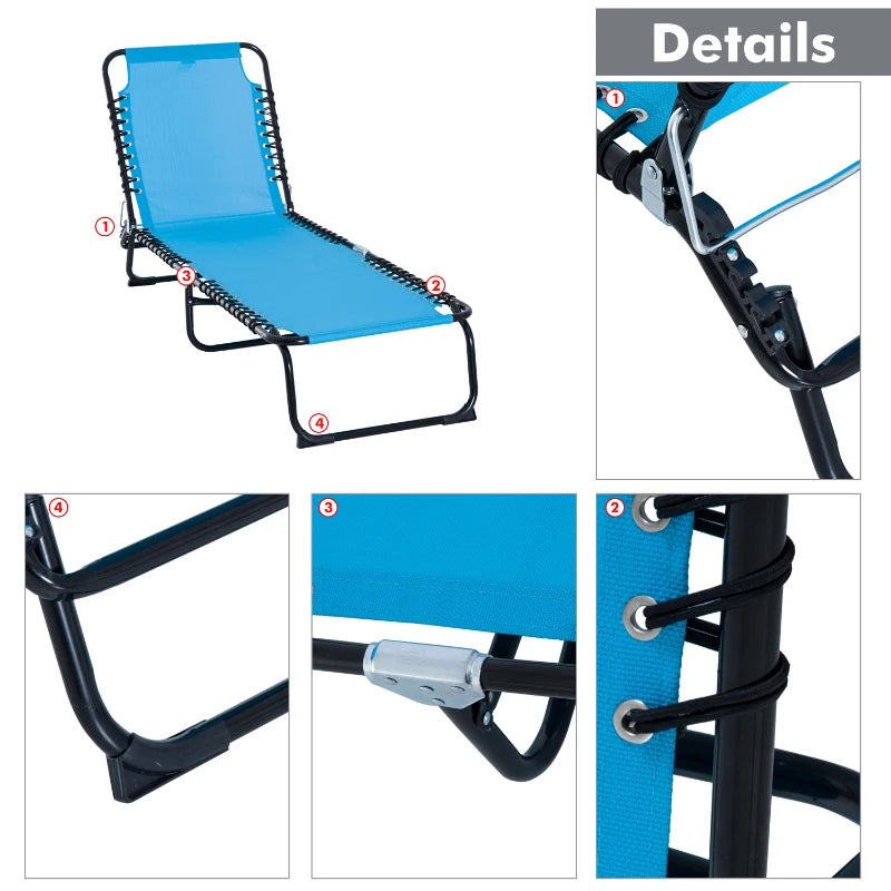 Outsunny Folding Chaise Lounge Pool Chairs, Outdoor Sun Tanning Chairs, Folding, Reclining Back, Steel Frame & Breathable Mesh for Beach, Yard, Patio, Baby Blue