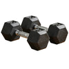 Soozier Set of 2 Hex Dumbbell Weights, Rubber Lift Weights for Strength Training, 15 Lbs./Single, Black