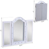 HOMCOM Tabletop Tri Fold Hollywood Style Vanity Mirror with LED Lights - White