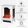 HOMCOM Electric Fireplace Heater, Fireplace Stove with Realistic LED Flames and Logs and Overheating Protection, 750W/1500W, White