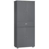 HOMCOM 71" Freestanding Kitchen Pantry Cabinet with 2 Large Double Door Cabinets  and 1 Center Drawer, Grey