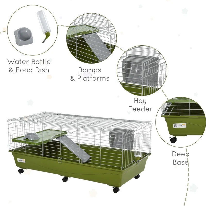 PawHut Pet Playpen with Door, Metal Mesh Cage with Mallet, Clear