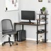 HOMCOM Retro Industrial Computer Workstation Office Desk with Storage Shelf, Multi-function for Home Office - Oak