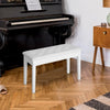 HOMCOM Traditional Country Birchwood Faux Leather Padded 2 Person Piano Bench, White