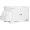 PawHut Hidden Litter Box Enclosure Furniture with Storage, Adjustable Divider, Indoor Pet House Side Table, White