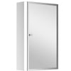 HOMCOM Bathroom Mirrored Cabinet, Vertical 16" x 24" Stainless Steel Frame Medicine Cabinet, Wall-Mounted Storage Organizer with Single Door