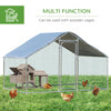 PawHut Galvanized Large Metal Chicken Coop Cage, Walk-in Enclosure, Poultry Hen House with UV & Water Resistant Cover for Outdoor Backyard, 9.8' x 6.6' x 6.4'