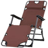 Outsunny Oxford Fabric Metal Frame Outdoor Pool Sun Lounger Lounge Chair 120°/180° - Brown