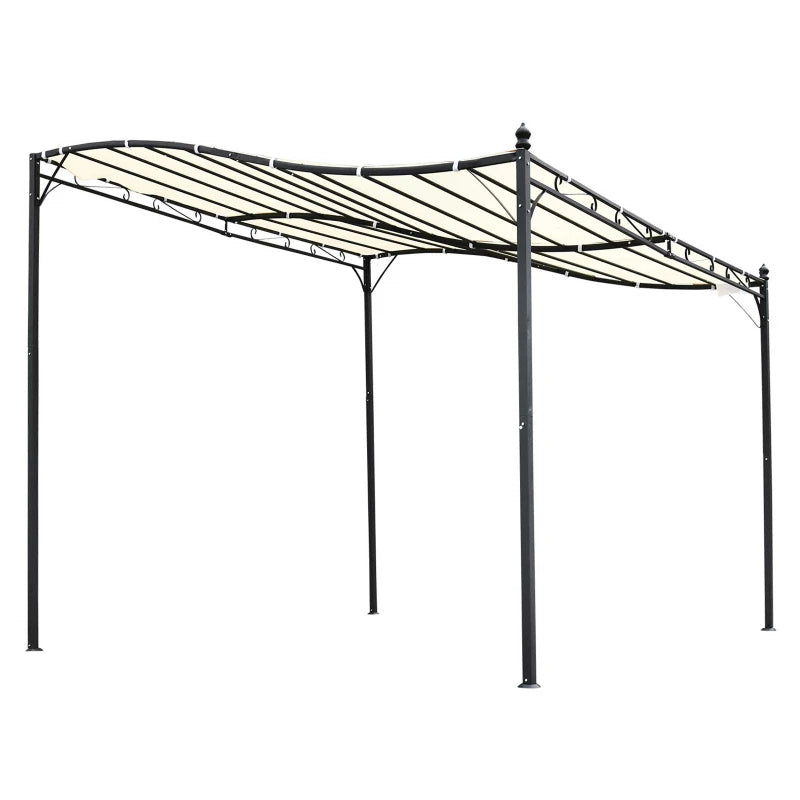 Outsunny 10' x 8' Outdoor Pergola and Patio Gazebo, Extendable Side Awning, Sun Shade Shelter for Garden, Camper, Deck, Doors and Windows, Beige