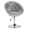 HOMCOM Modern Makeup Vanity Chair Round Tufted Swivel Accent Chair with Chrome Frame Height Adjustable for Living Room, Bedroom Grey
