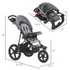 Qaba Baby Stroller Foldable Bassinet w/ Adjustable Backrest and Canopy Storage Basket