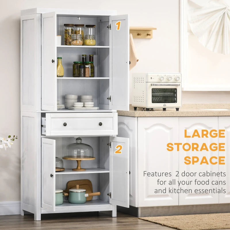 HOMCOM 72.5" Pinewood Large Kitchen Pantry Storage Cabinet, Freestanding Cabinets with Doors and Shelves, Dining Room-1