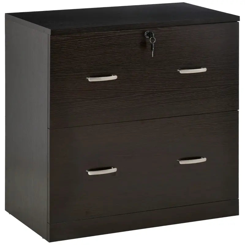Vinsetto 2-Drawer File Cabinet with Lock and Keys, Vertical Storage Filing Cabinet with Hanging Bar for A4 Size, Home Office, Espresso