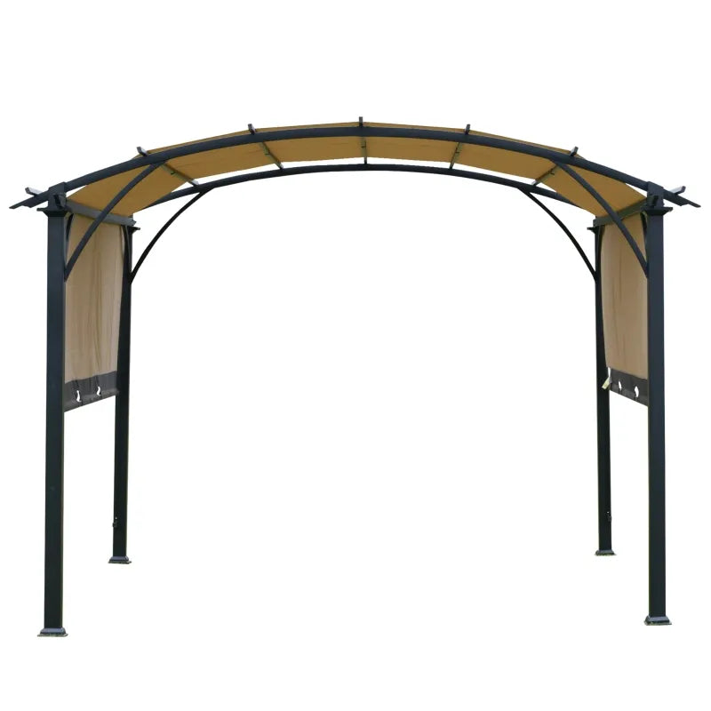 Outsunny 10' x 10' Outdoor Patio Gazebo Pergola with Retractable Canopy Roof, Steel Frame with Stakes & Unique Design